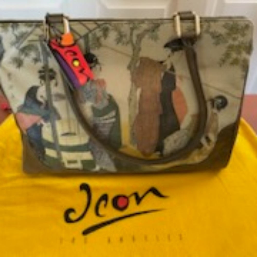 ICON Orange and Green Tote with Magnetic Closure